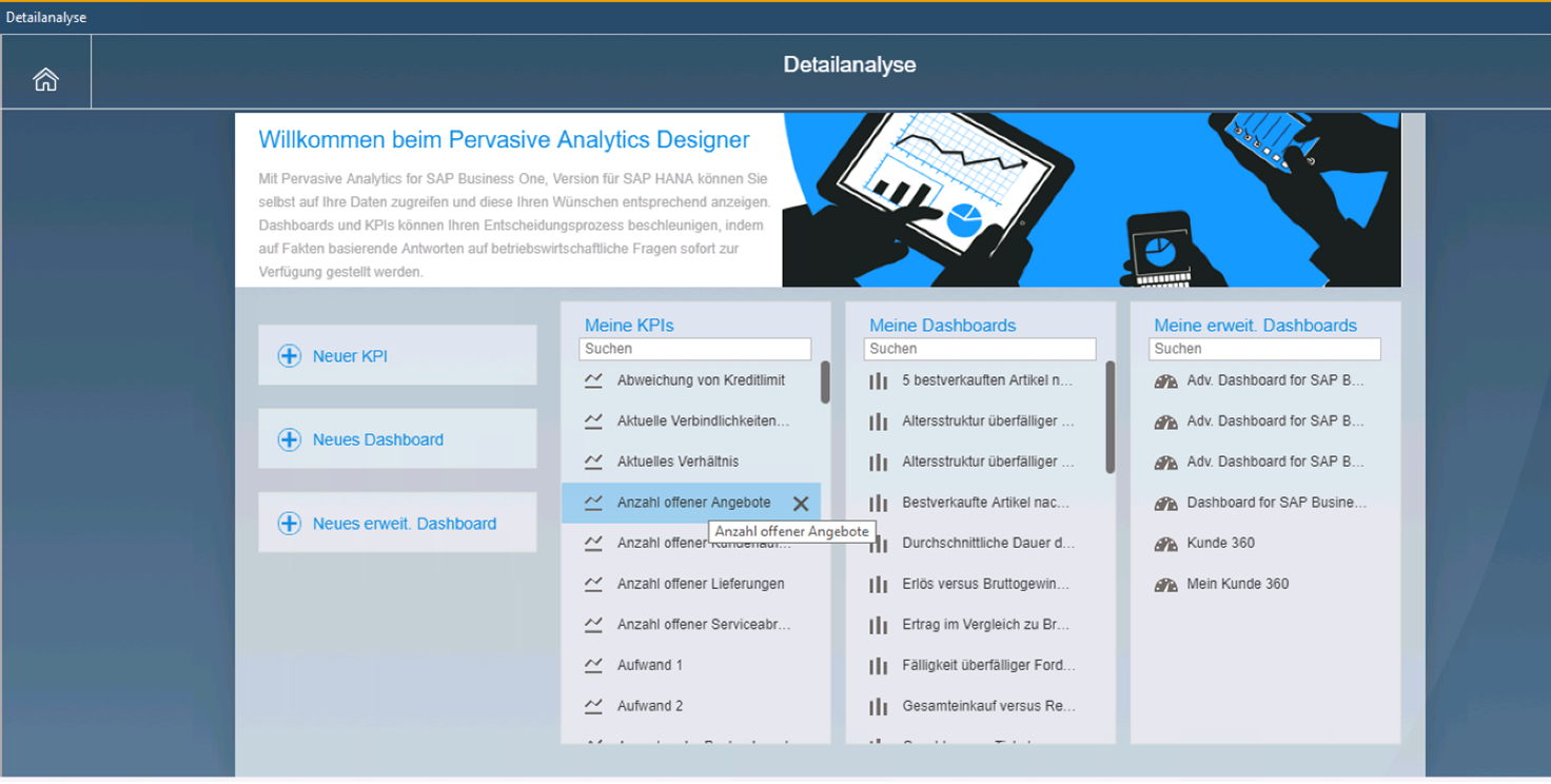 Detailanalyse mit Pervasive Analytics Designer in SAP Business One